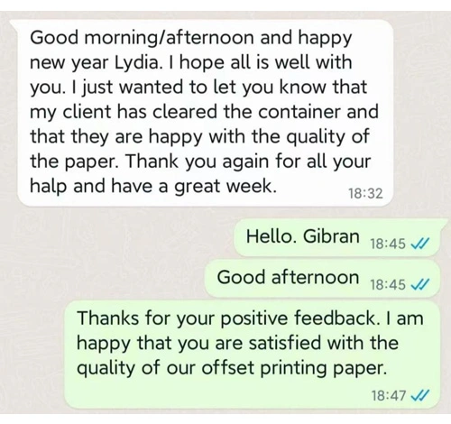 Buyers from the UK think our offset paper is of good quality